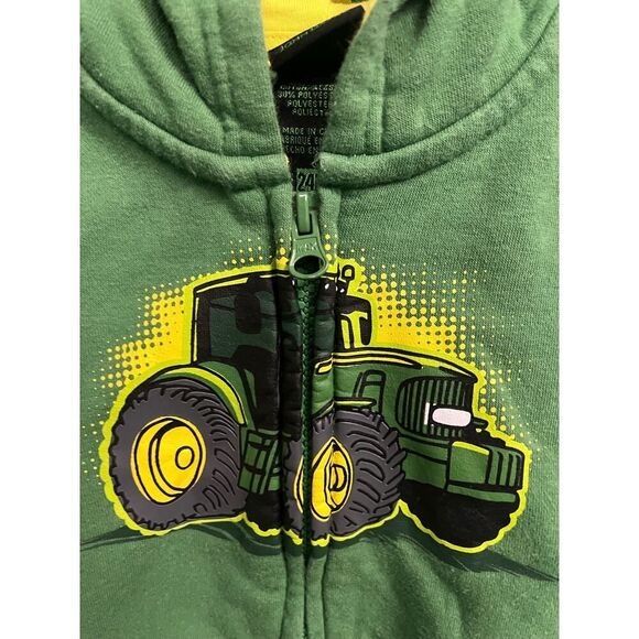 Youth John Deere Green & Yellow 24M Hoodie Sweatshirt Unisex - Picture 3 of 6